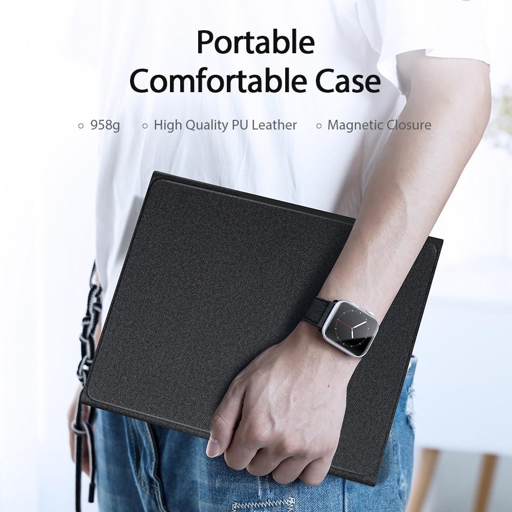 NNEIDS 12.9 Ipad Pro Leather Case With Bluetooth Keyboard & Touchpad - Black