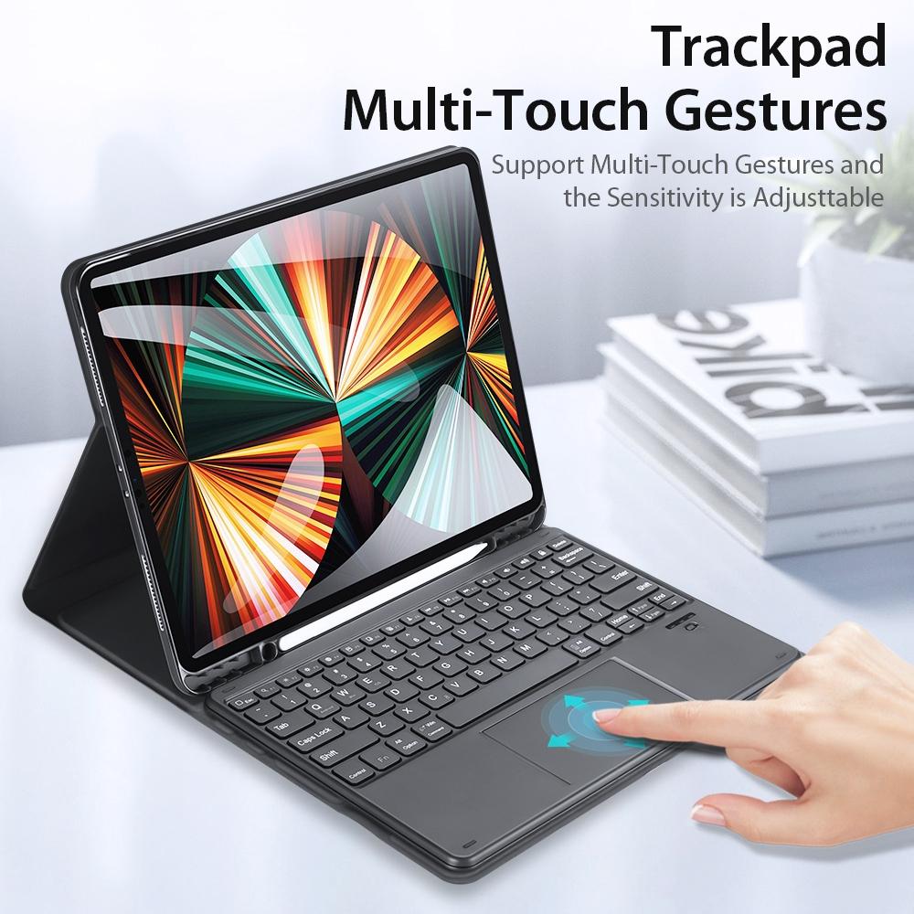 NNEIDS 12.9 Ipad Pro Leather Case With Bluetooth Keyboard & Touchpad - Black