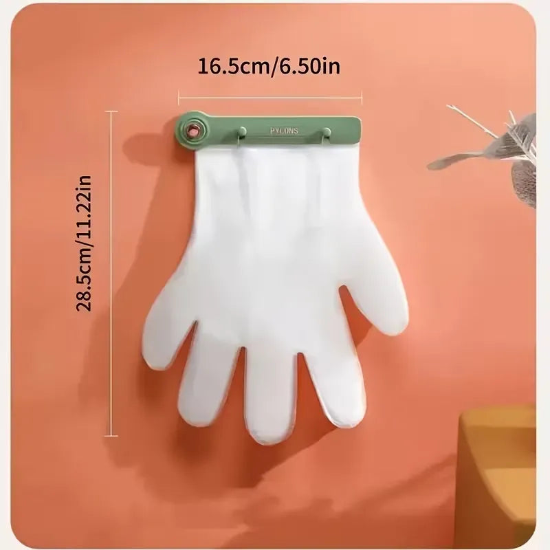Kitchen Wall Hanging Glove Organizer Set, 200Pcs Lazy Disposable Gloves with 1pc Green Glove Clip Rack for Restaurant, Hotel, Household Cleaning