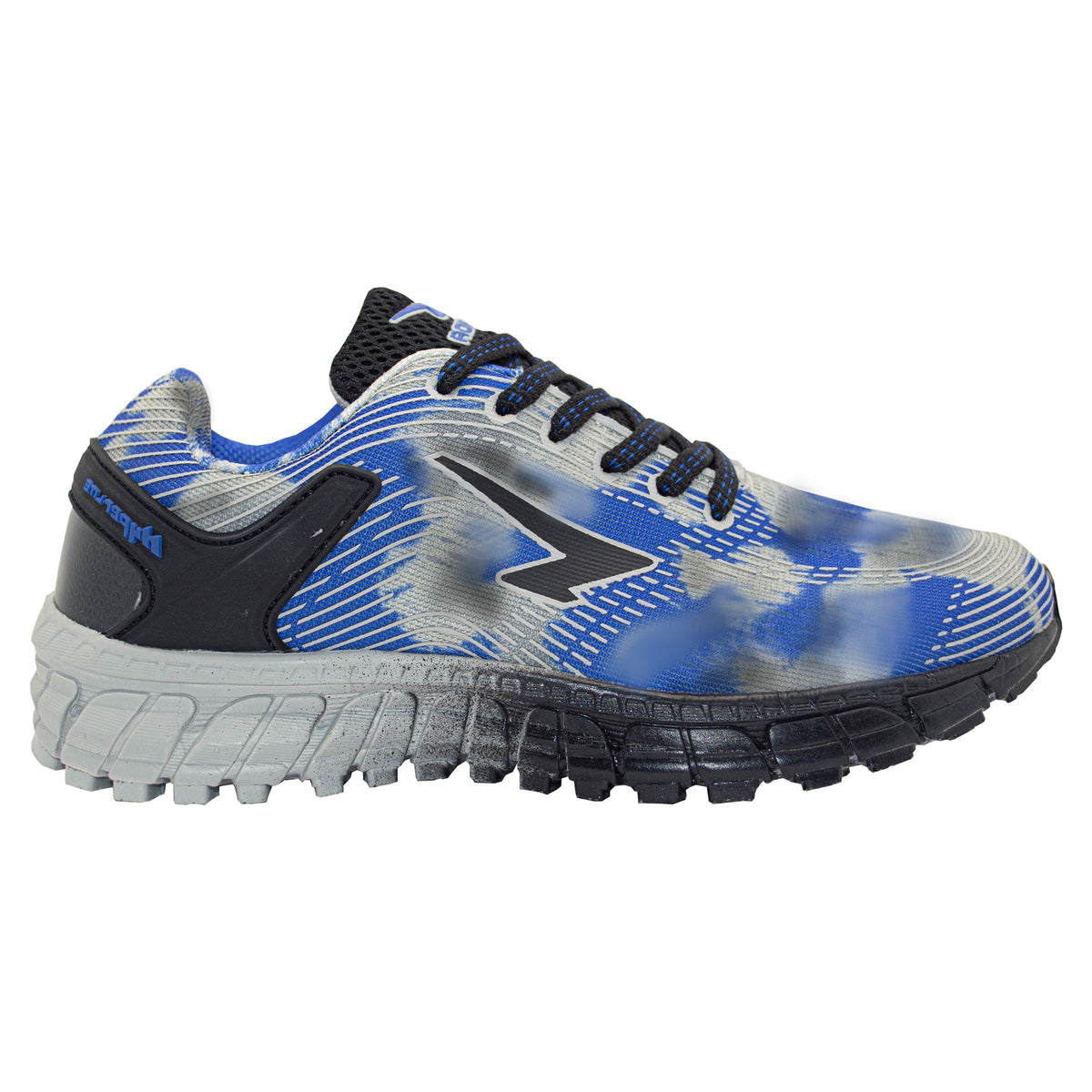 Vivid Multi Boys Lace Up Runner  - Grey/Black/Royal Lace