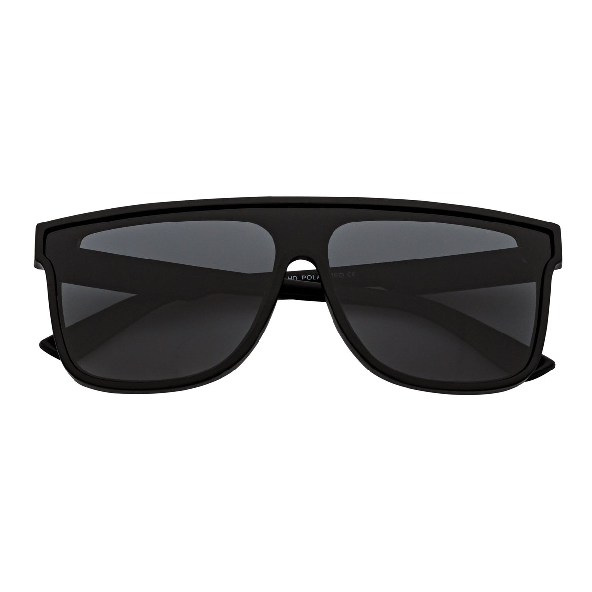 AEON - Square Flat Top Shield Polarized Sunglasses Mono  Black Smoke