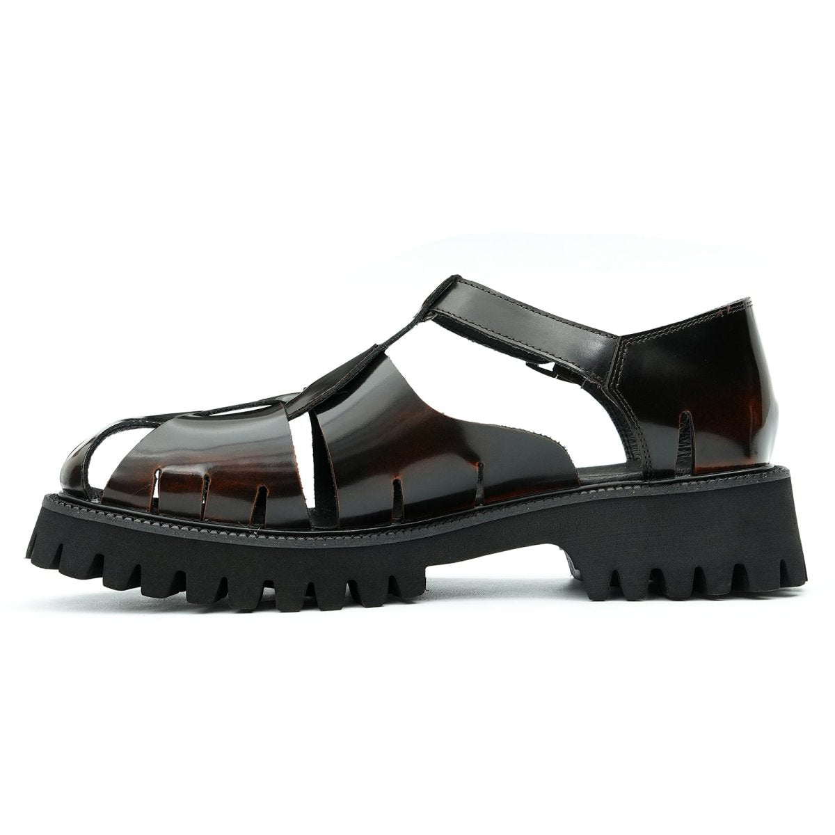 Glossy Calfskin Modern Roman Sandals for Men