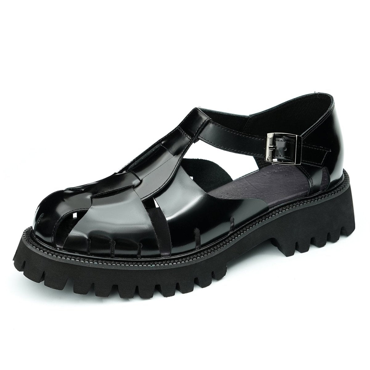 Glossy Calfskin Modern Roman Sandals for Men