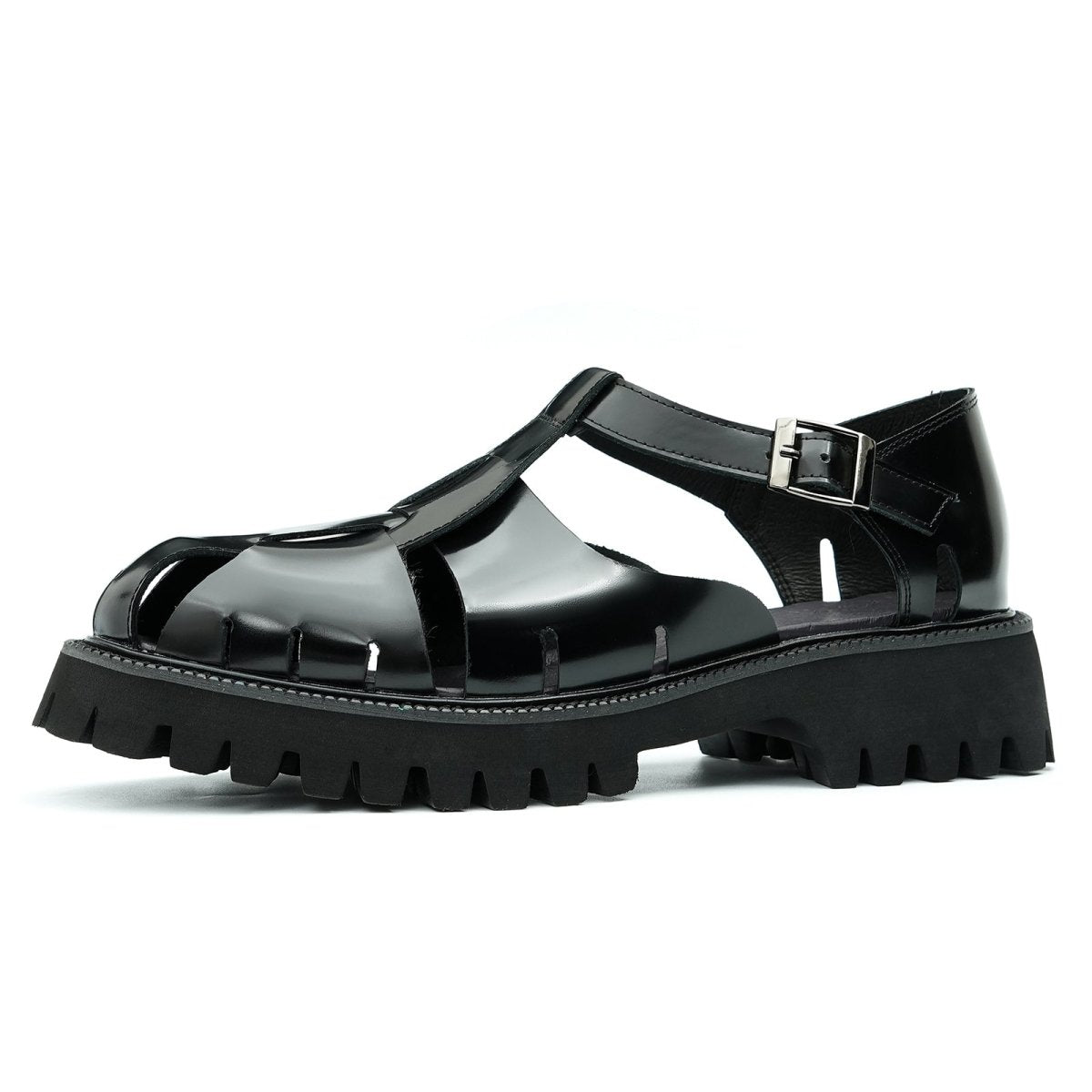 Glossy Calfskin Modern Roman Sandals for Men