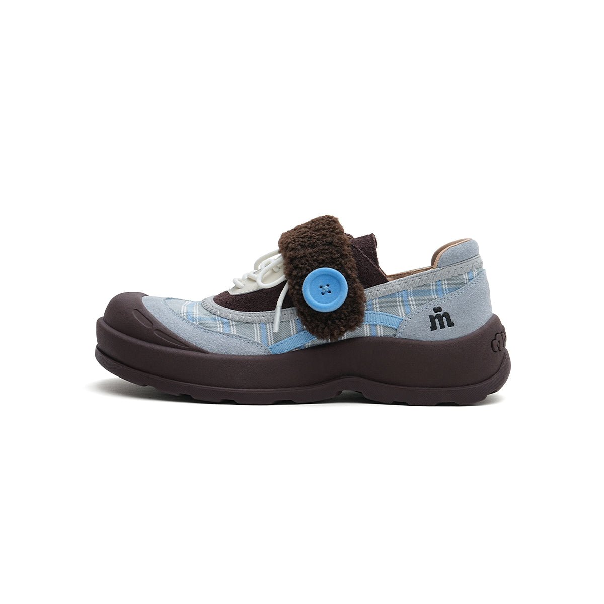 Women's Plaid Sherpa Chunky Sneakers – Cozy Lace-Up Shoes