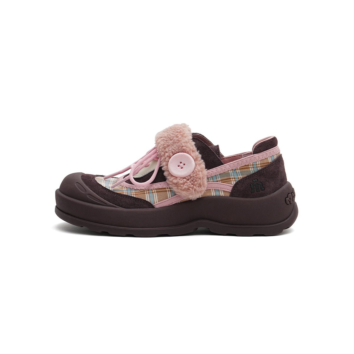 Women's Plaid Sherpa Chunky Sneakers – Cozy Lace-Up Shoes