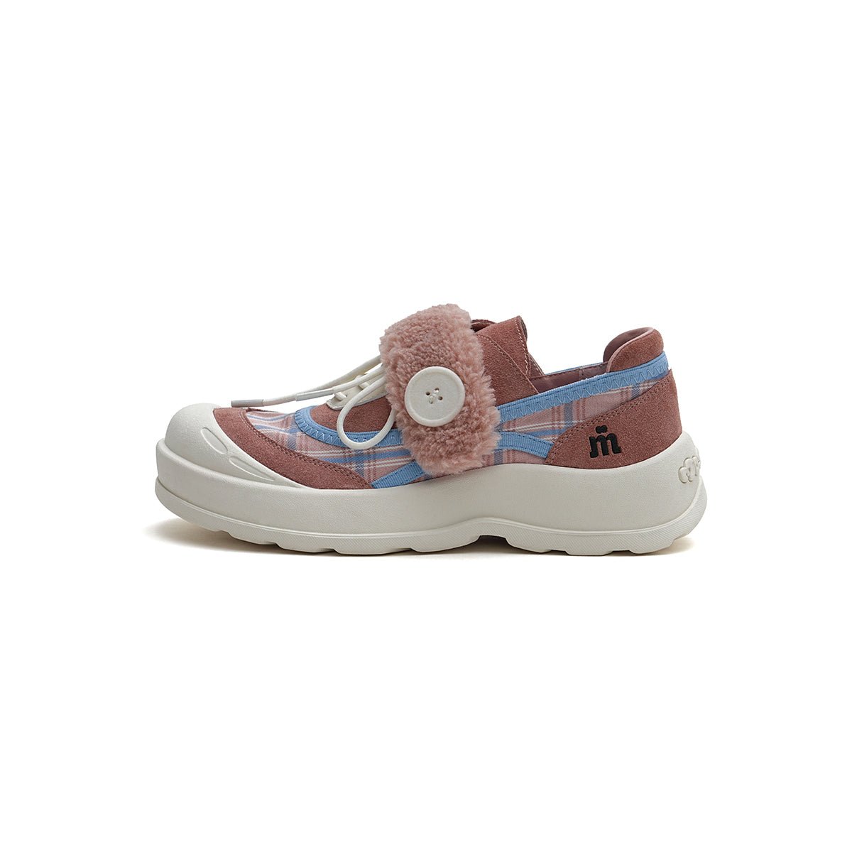 Women's Plaid Sherpa Chunky Sneakers – Cozy Lace-Up Shoes