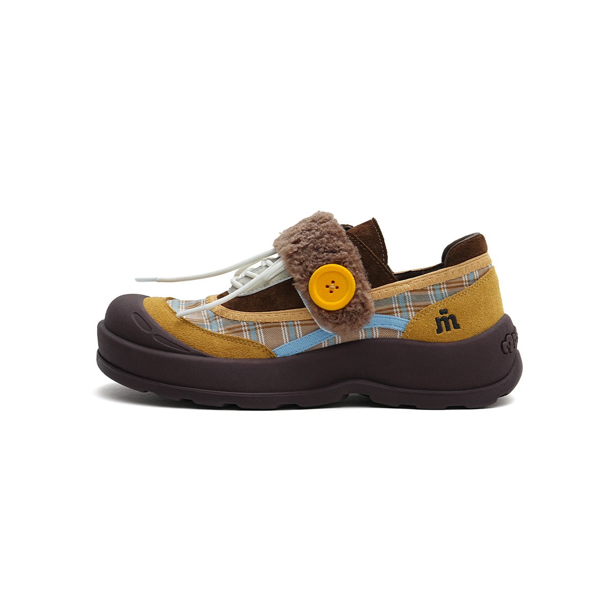 Women's Plaid Sherpa Chunky Sneakers – Cozy Lace-Up Shoes